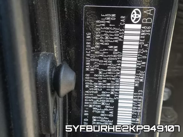 5YFBURHE2KP949107 фото 2