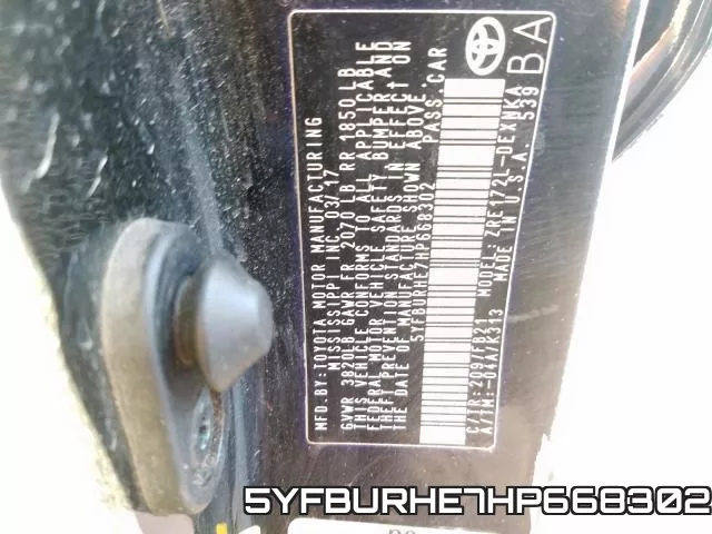 5YFBURHE7HP668302 фото 2