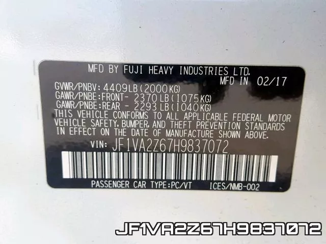 JF1VA2Z67H9837072 фото 2