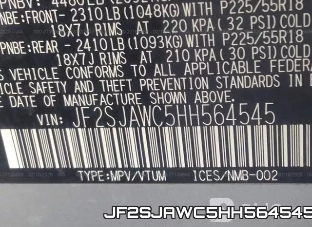JF2SJAWC5HH564545 фото 7