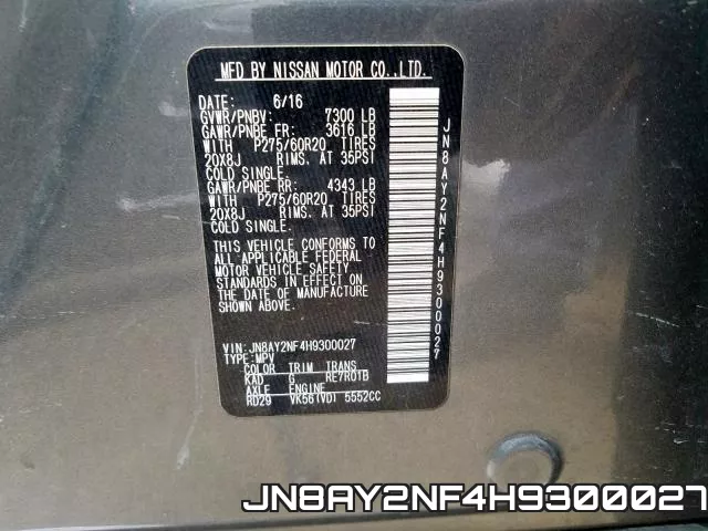 JN8AY2NF4H9300027 фото 2