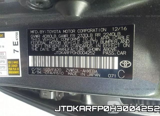 JTDKARFP0H3004252 фото 7