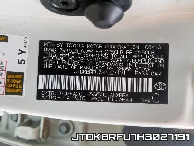 JTDKBRFU7H3027191 фото 2