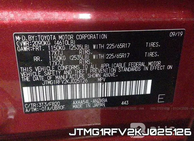 JTMG1RFV2KJ025126 фото 5