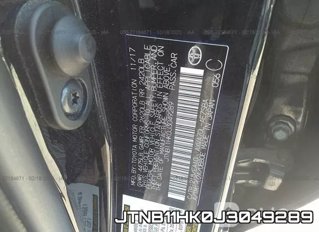 JTNB11HK0J3049289 фото 7