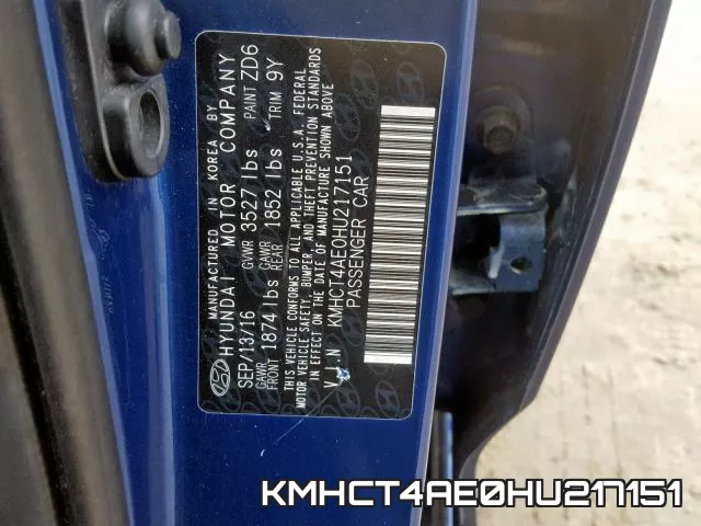 KMHCT4AE0HU217151 фото 2