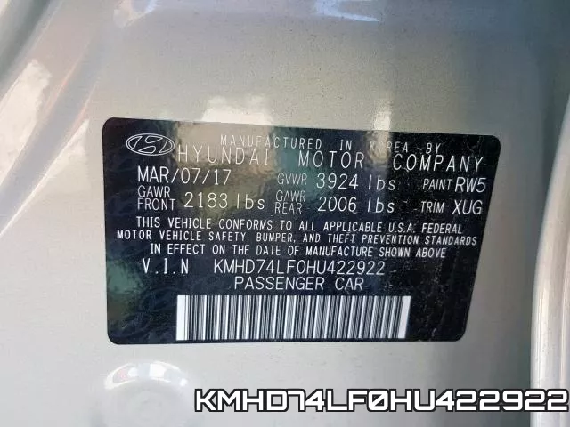 KMHD74LF0HU422922 фото 2