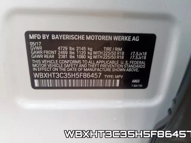 WBXHT3C35H5F86457 фото 2
