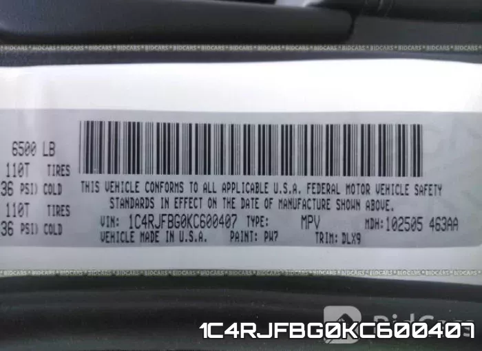 1C4RJFBG0KC600407 фото 10