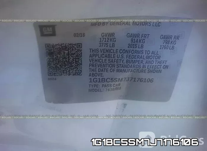 1G1BC5SM7J7176106 фото 10