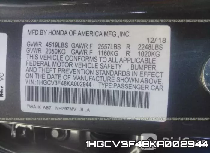 1HGCV3F48KA002944 фото 10