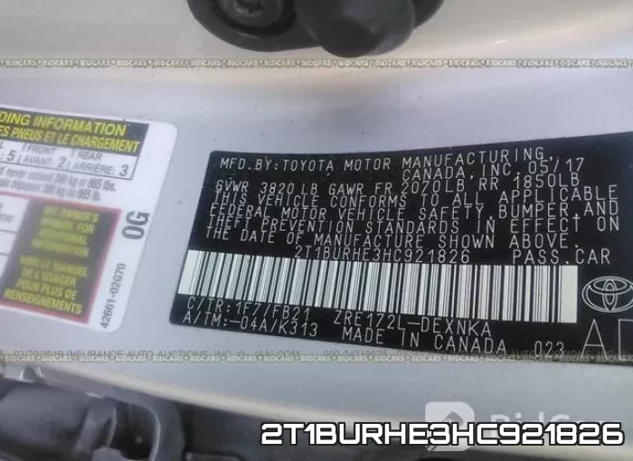 2T1BURHE3HC921826 фото 10