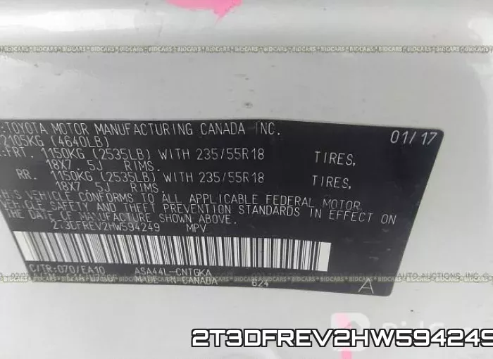 2T3DFREV2HW594249 фото 10