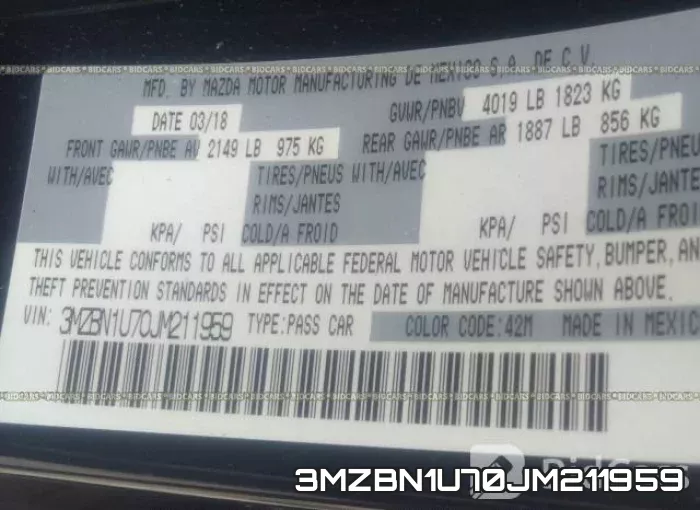 3MZBN1U70JM211959 фото 10
