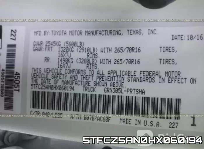 5TFCZ5AN0HX060194 фото 10