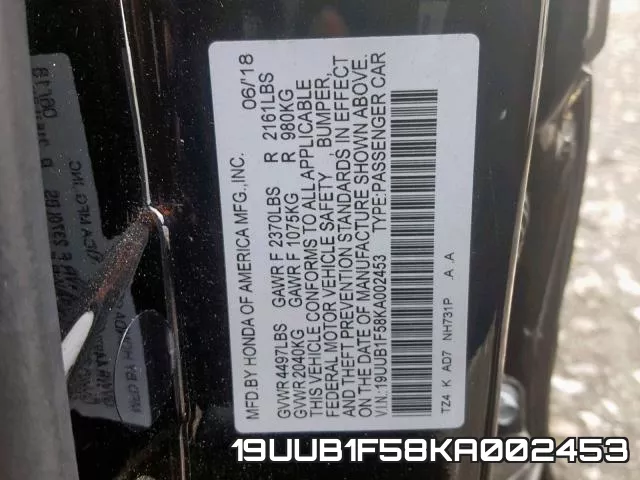 19UUB1F58KA002453 фото 2