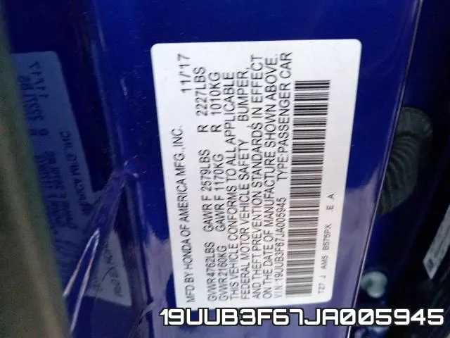 19UUB3F67JA005945 фото 2
