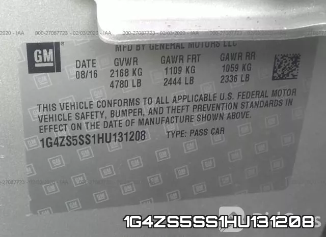 1G4ZS5SS1HU131208 фото 7