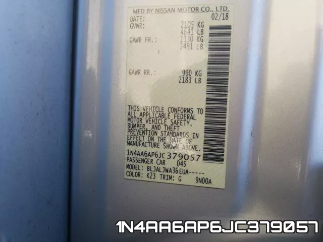 1N4AA6AP6JC379057 фото 2