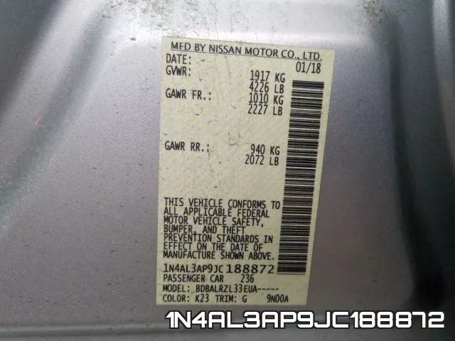 1N4AL3AP9JC188872 фото 2