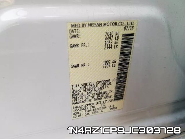 1N4AZ1CP9JC303728 фото 2