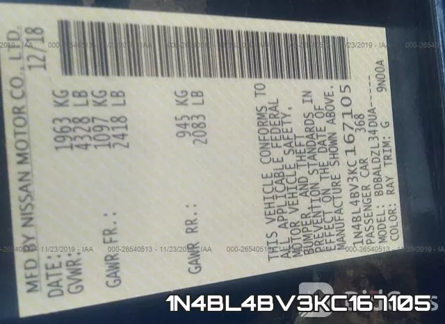 1N4BL4BV3KC167105 фото 10