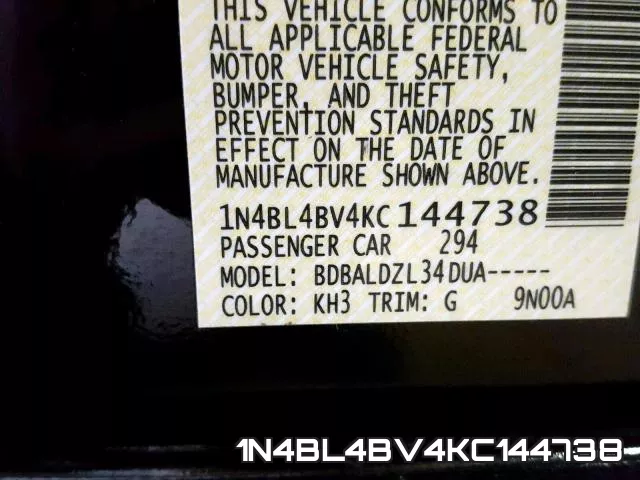 1N4BL4BV4KC144738 фото 2