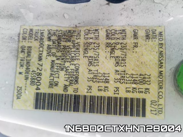 1N6BD0CTXHN728004 фото 2