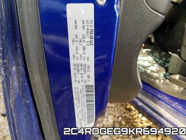 2C4RDGEG9KR694920 фото 2