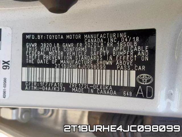 2T1BURHE4JC098099 фото 2