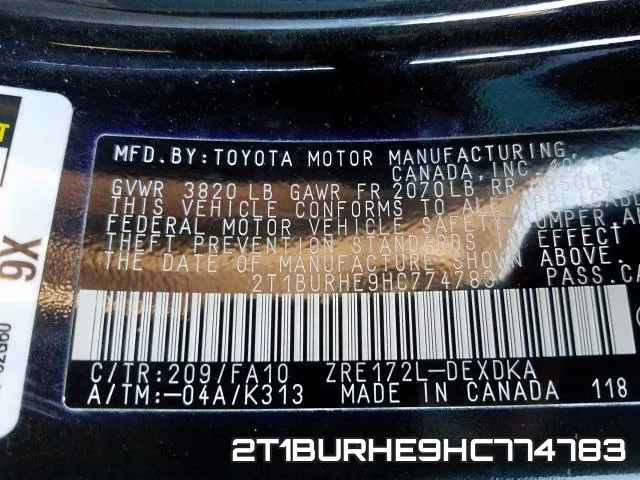 2T1BURHE9HC774783 фото 2