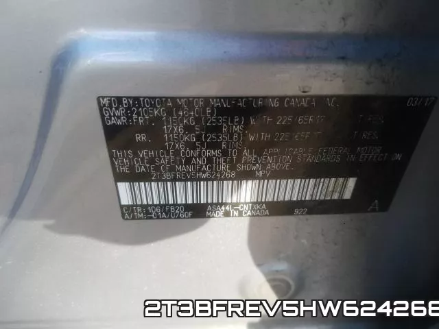 2T3BFREV5HW624268 фото 2