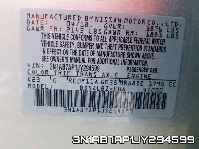 3N1AB7AP1JY294599 фото 2