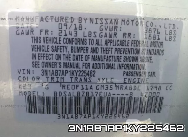 3N1AB7AP1KY225462 фото 4
