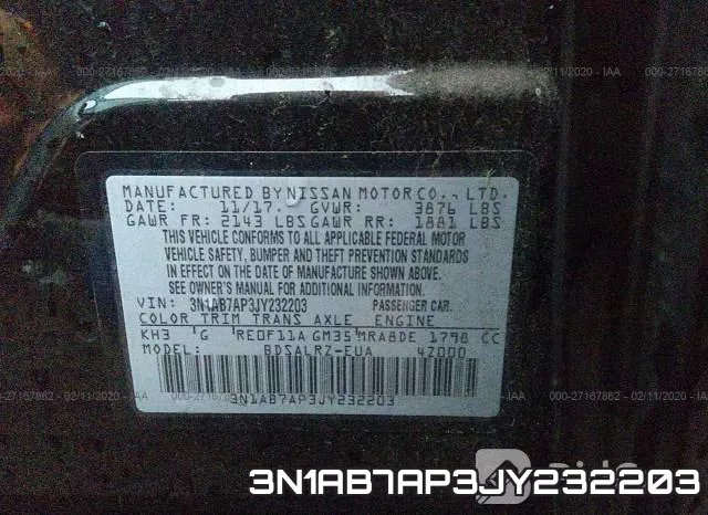 3N1AB7AP3JY232203 фото 4