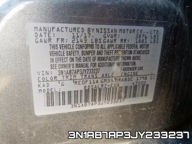 3N1AB7AP3JY233237 фото 2