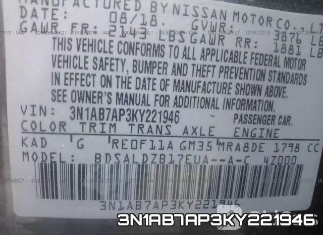 3N1AB7AP3KY221946 фото 5