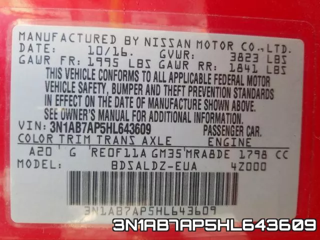 3N1AB7AP5HL643609 фото 2