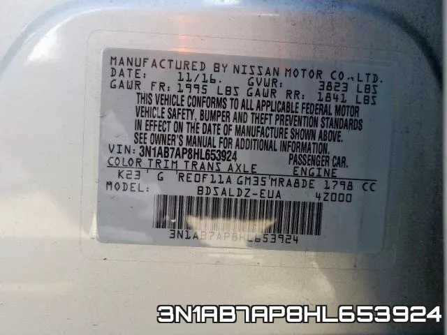3N1AB7AP8HL653924 фото 2