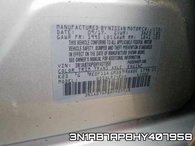 3N1AB7AP8HY407958 фото 2