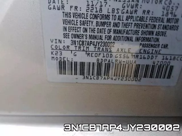 3N1CB7AP4JY230002 фото 2