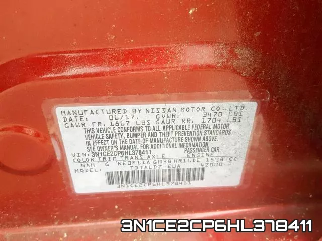 3N1CE2CP6HL378411 фото 2