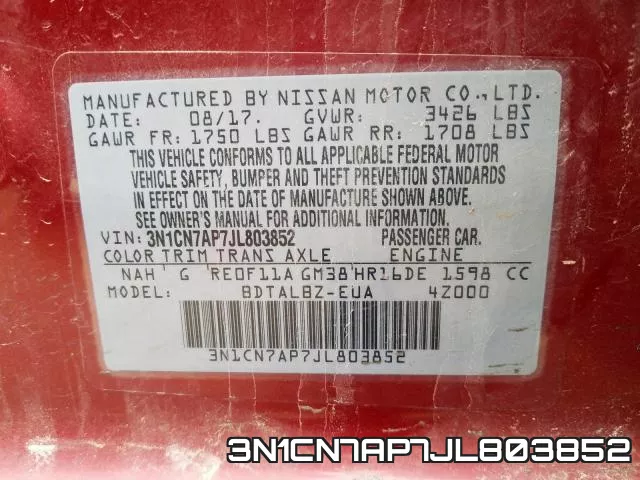 3N1CN7AP7JL803852 фото 2