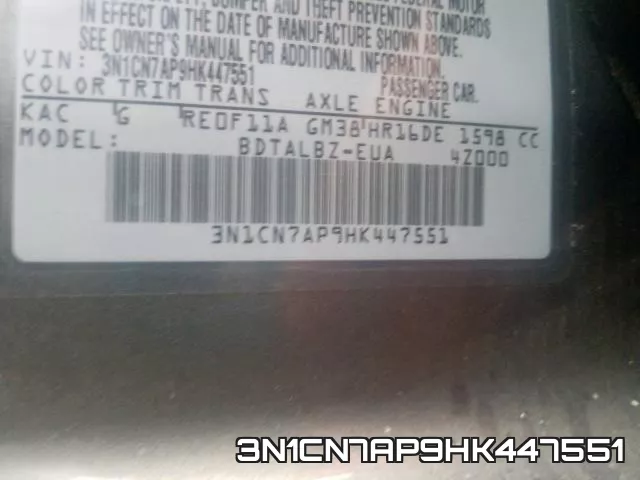 3N1CN7AP9HK447551 фото 2