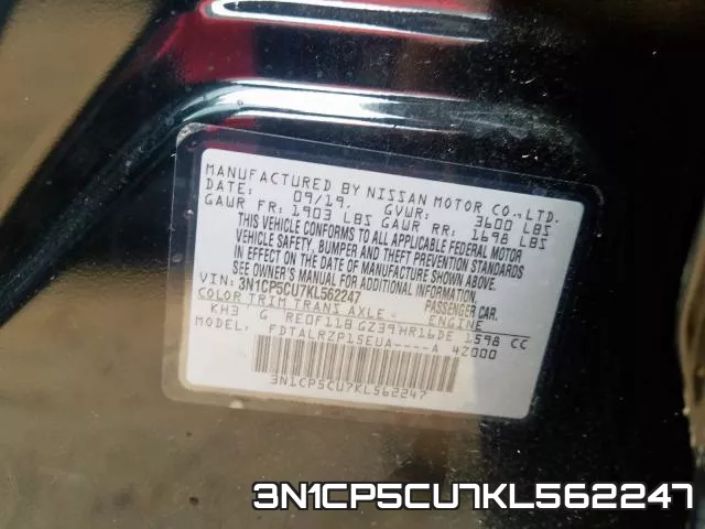 3N1CP5CU7KL562247 фото 2