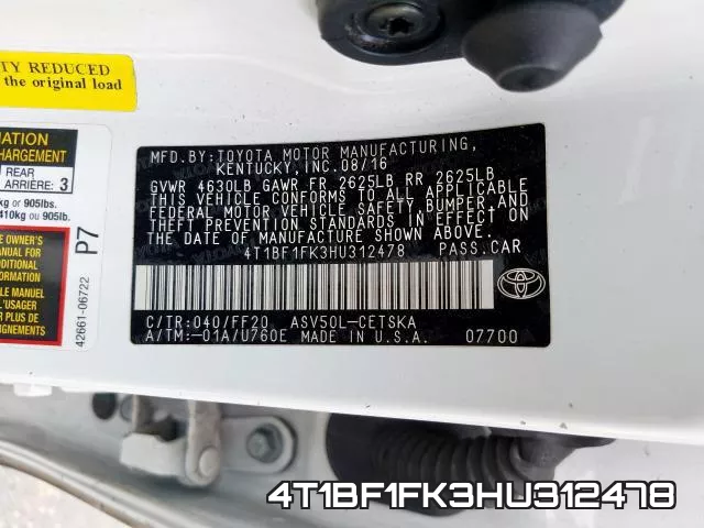 4T1BF1FK3HU312478 фото 2