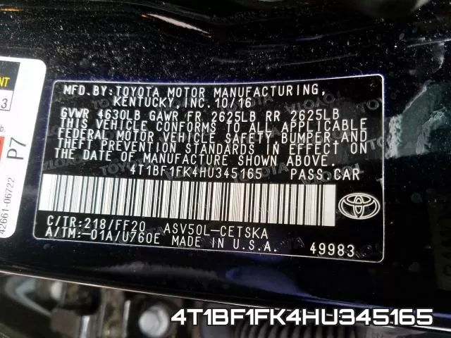 4T1BF1FK4HU345165 фото 2
