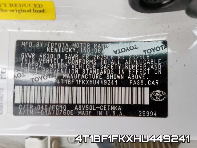 4T1BF1FKXHU449241 фото 2