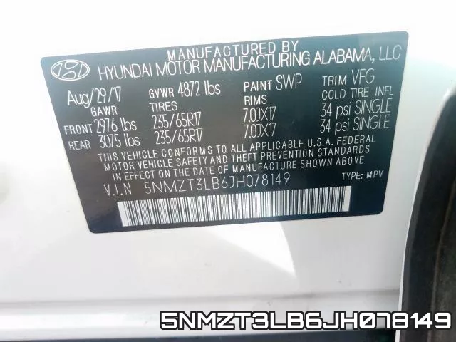 5NMZT3LB6JH078149 фото 2