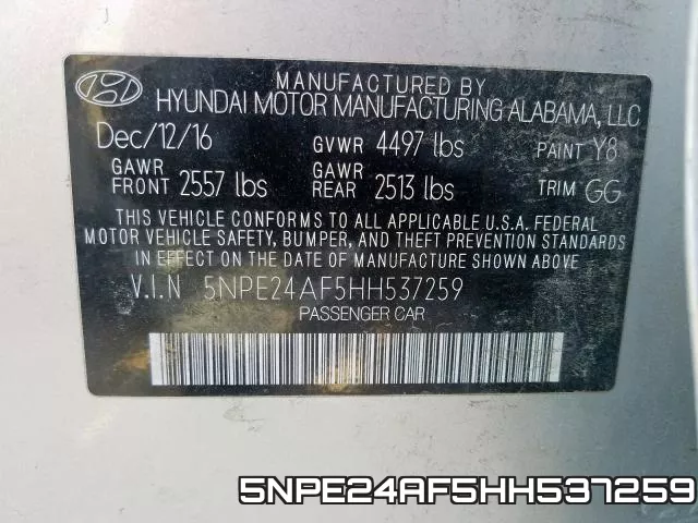 5NPE24AF5HH537259 фото 2